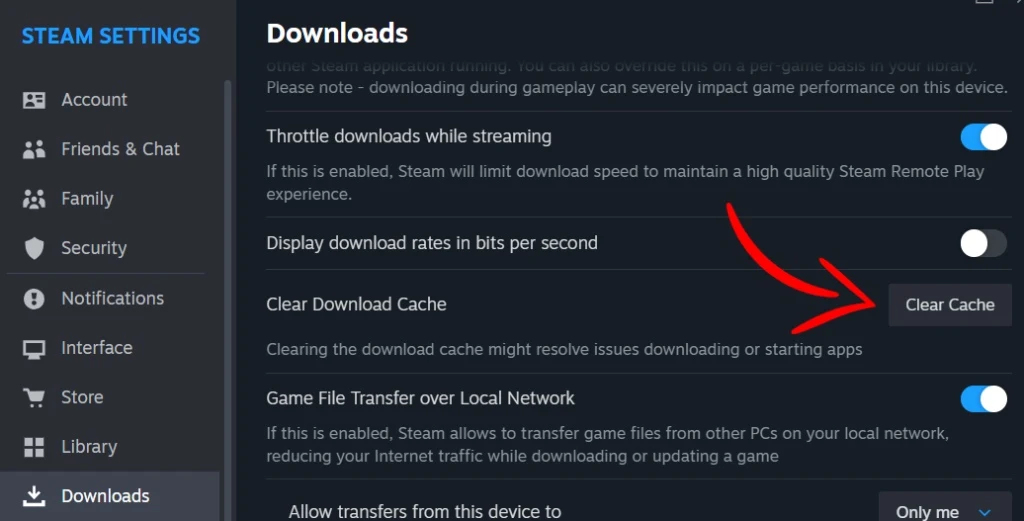 Как очистить кэш загрузок Steam