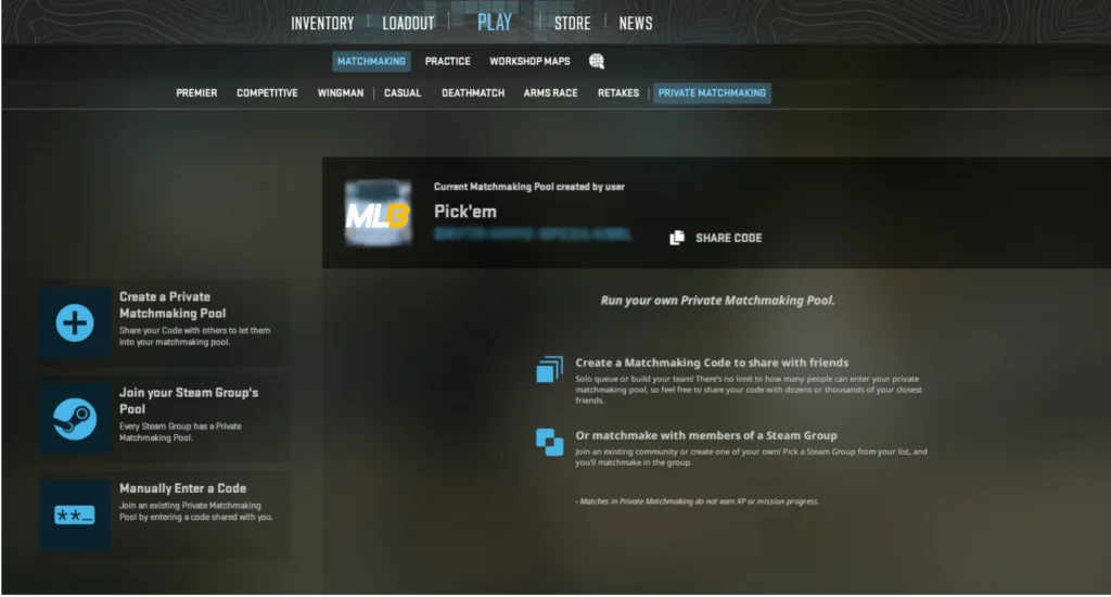 Private Matchmaking 1v1 CS2