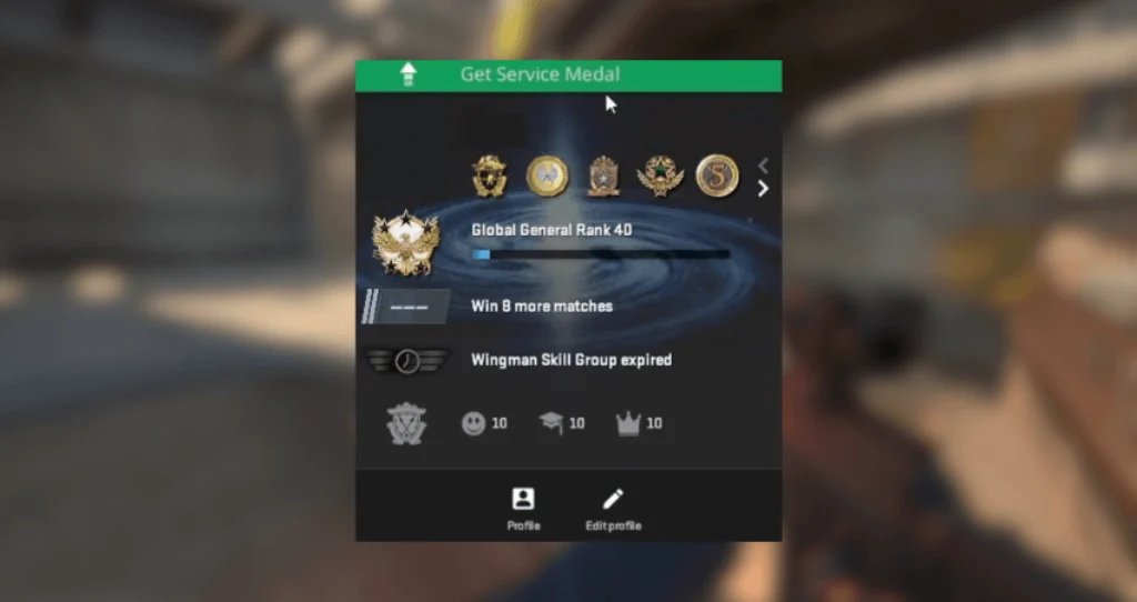 Complete a voluntary rank reset (Get Service Medal)