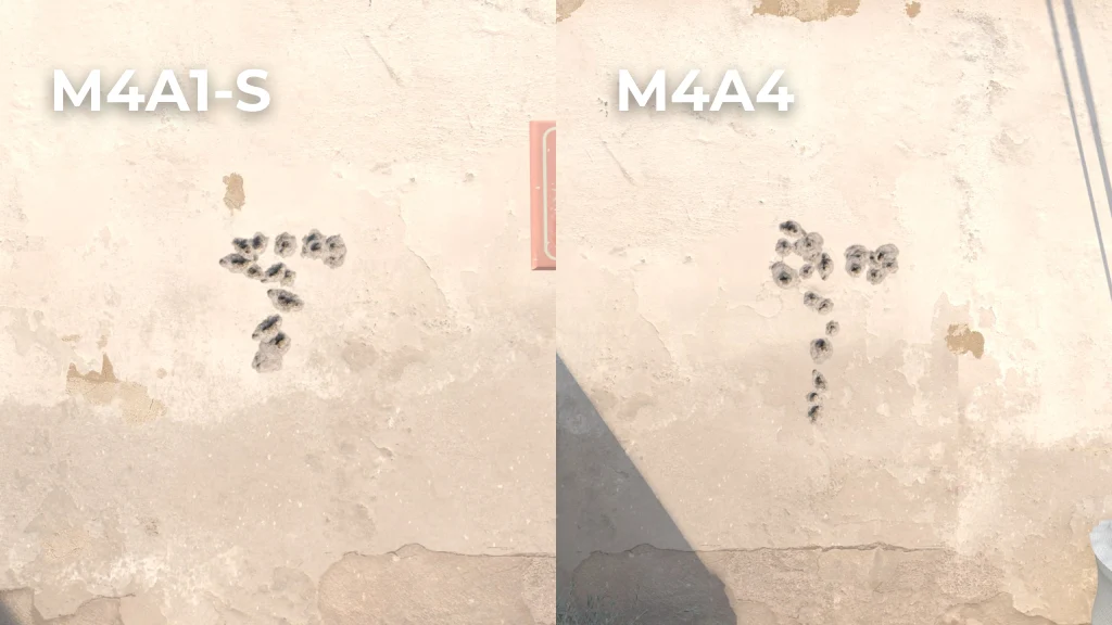 Отдача, спрей CS2 M4A4 vs M4A1-S