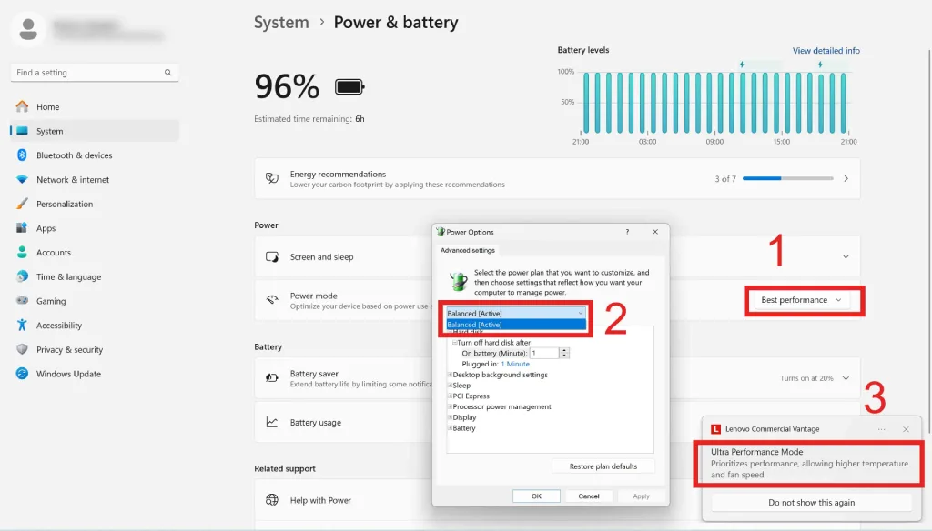Set Windows Power Mode to High Performance
