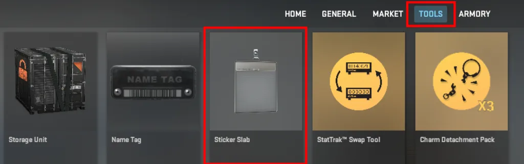 Sticker Slab CS2 purchasing through the in-game store