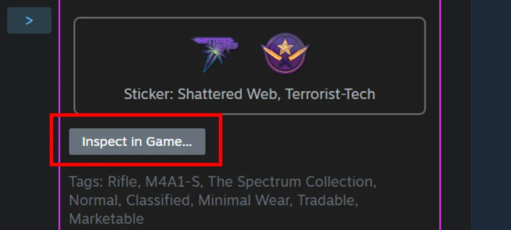 Locate the “Inspect in Game” Button