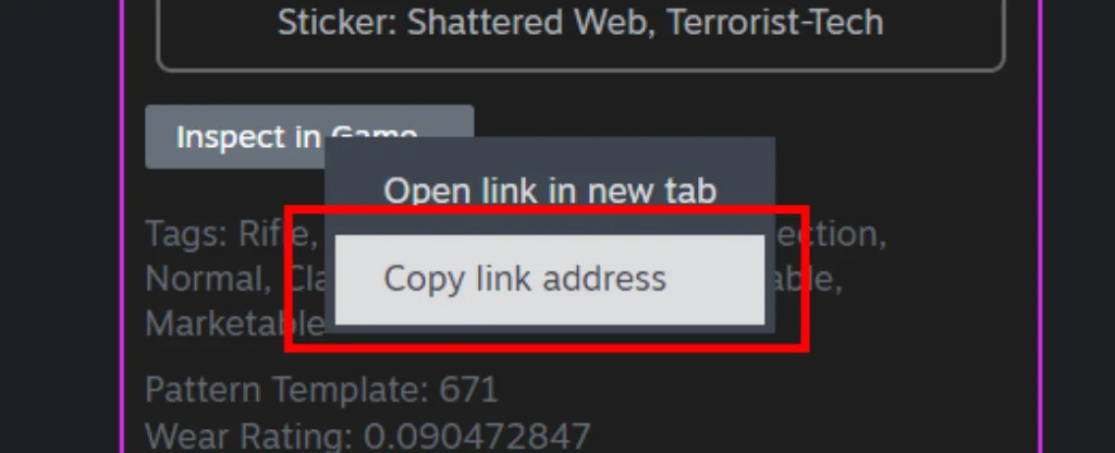 Select “Copy Link Address”