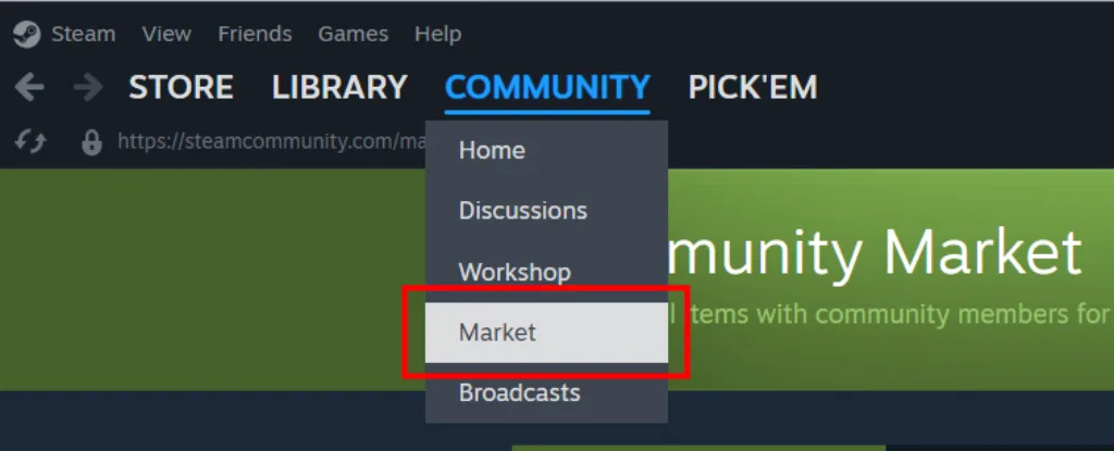 Open the Steam Community Market