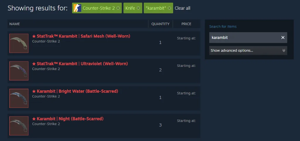 Search for the Desired CS2 Skin