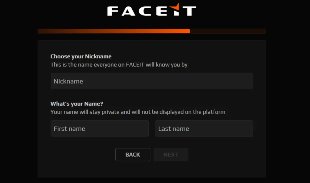 Fill in Your Profile Details FACEIT