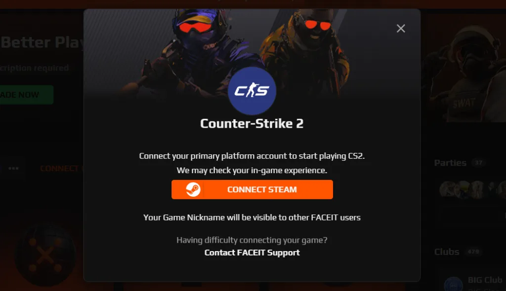Open Settings and Add CS2 to Your Account FACEIT