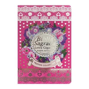 BÍBLIA L. GIGANTE LAMINADA PPM FULL COLOR C/ HARPA - PINK