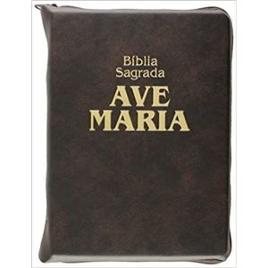 BÍBLIA ZÍPER MÉDIA MARROM - EDITORA AVE MARIA