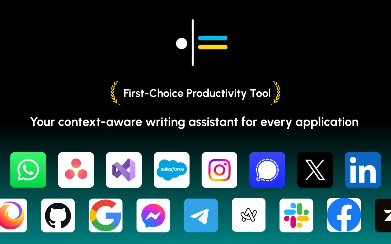 Contextli voice to text software: a context-aware AI writing assistant shown with popular productivity app icons.