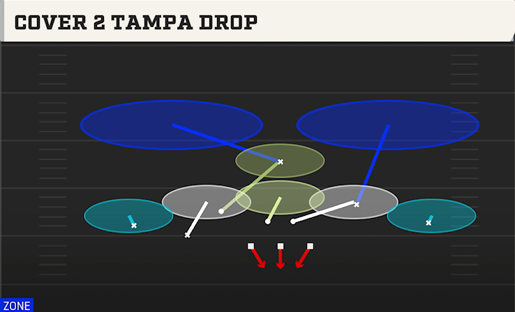 COVER 2 TAMPA DROP play diagram