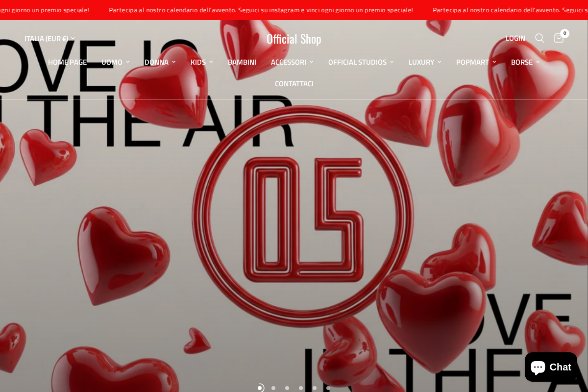 Official Shop homepage screenshot