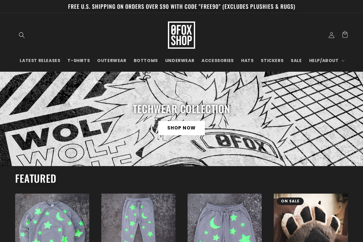 0 Fox Shop homepage screenshot