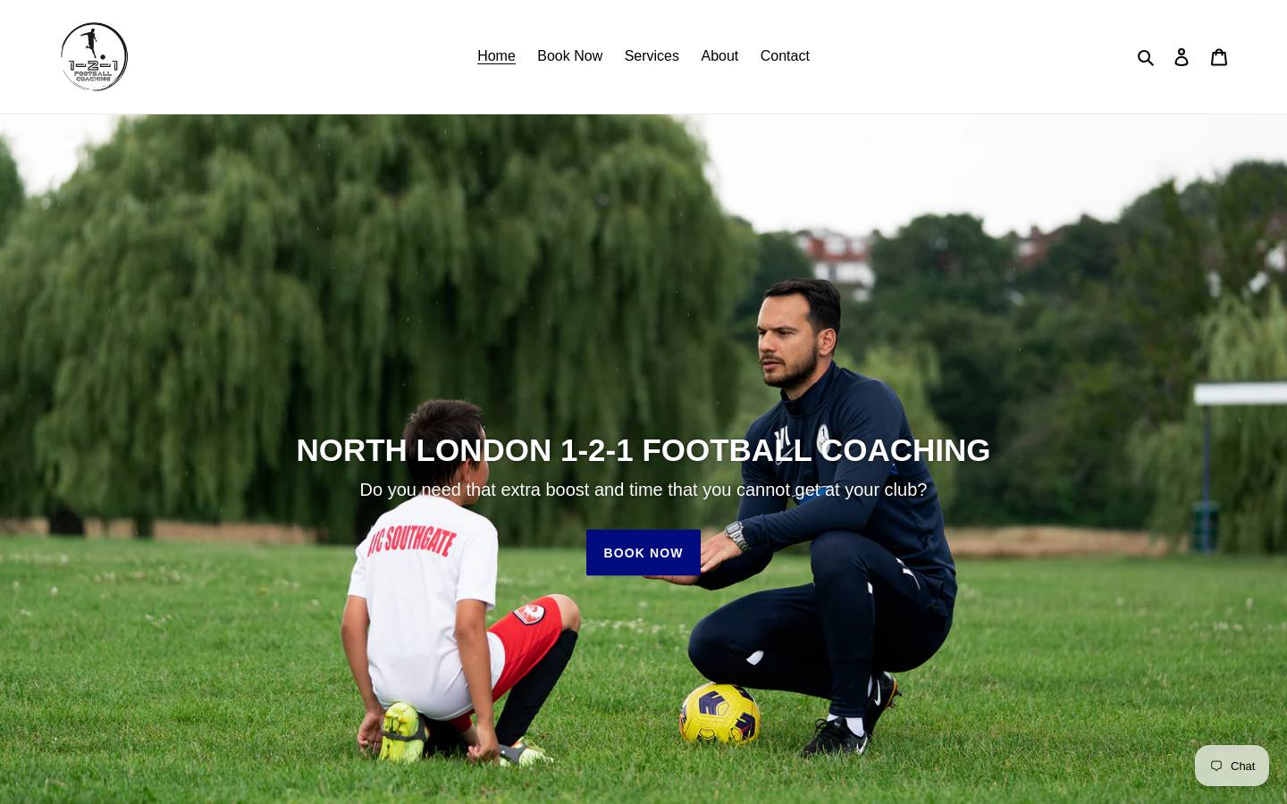 1-2-1footballcoaching.com homepage screenshot
