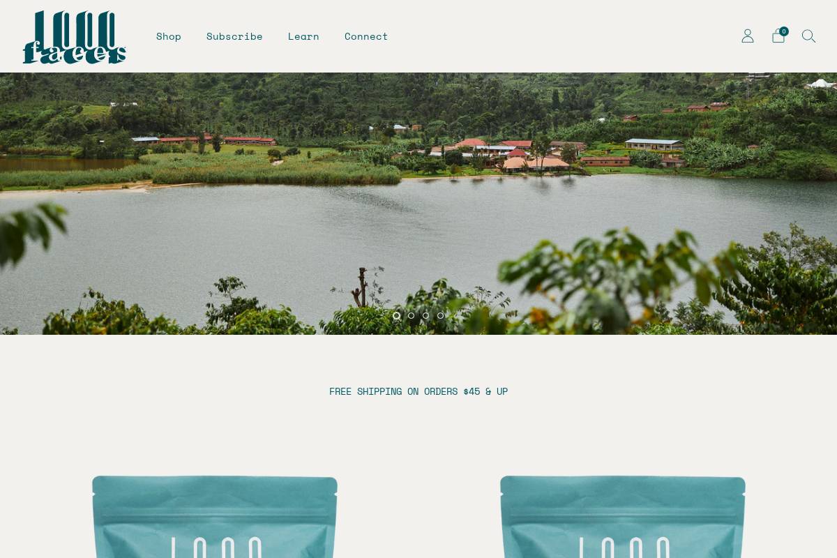 1000facescoffee.com homepage screenshot