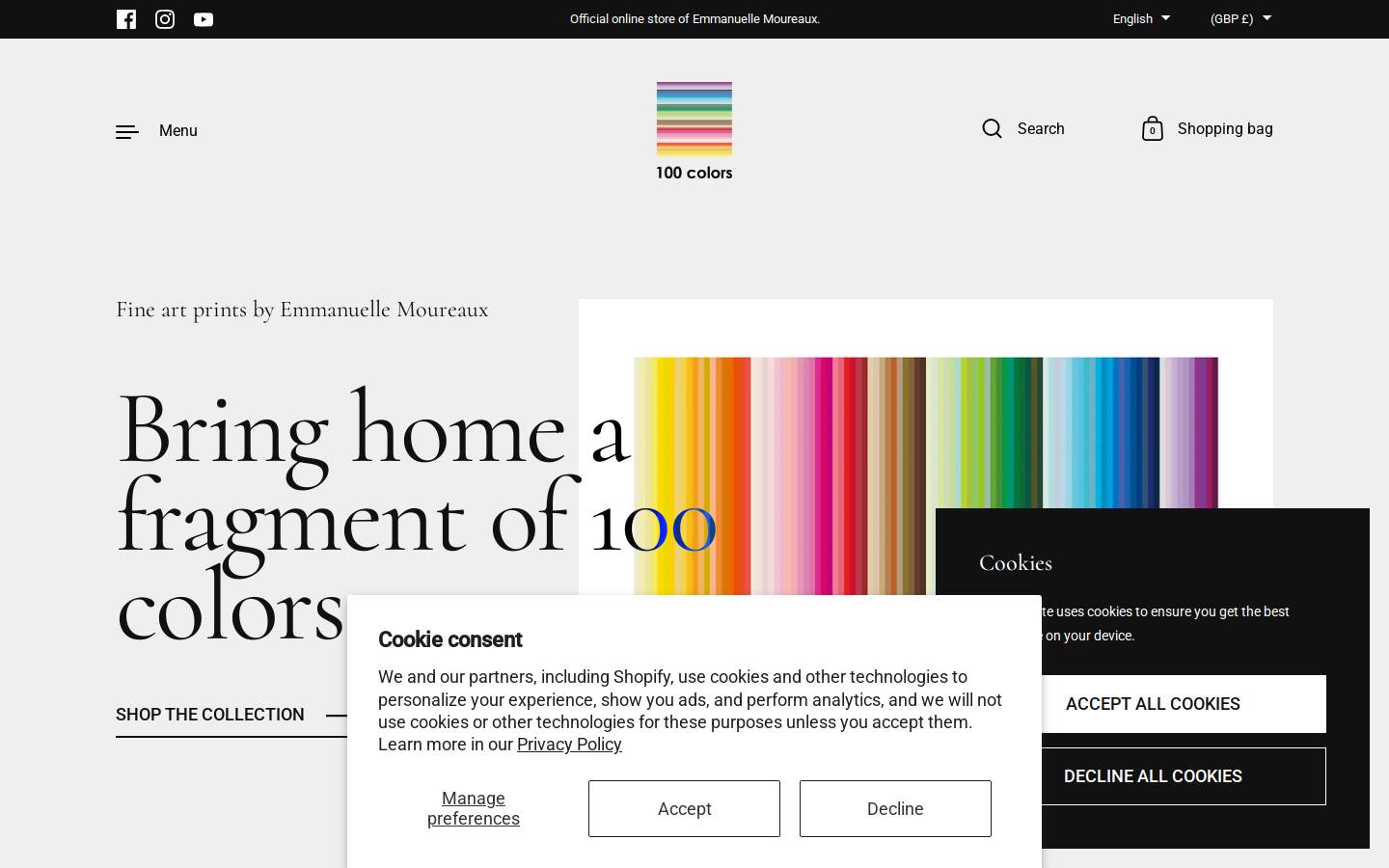 100colors.store homepage screenshot