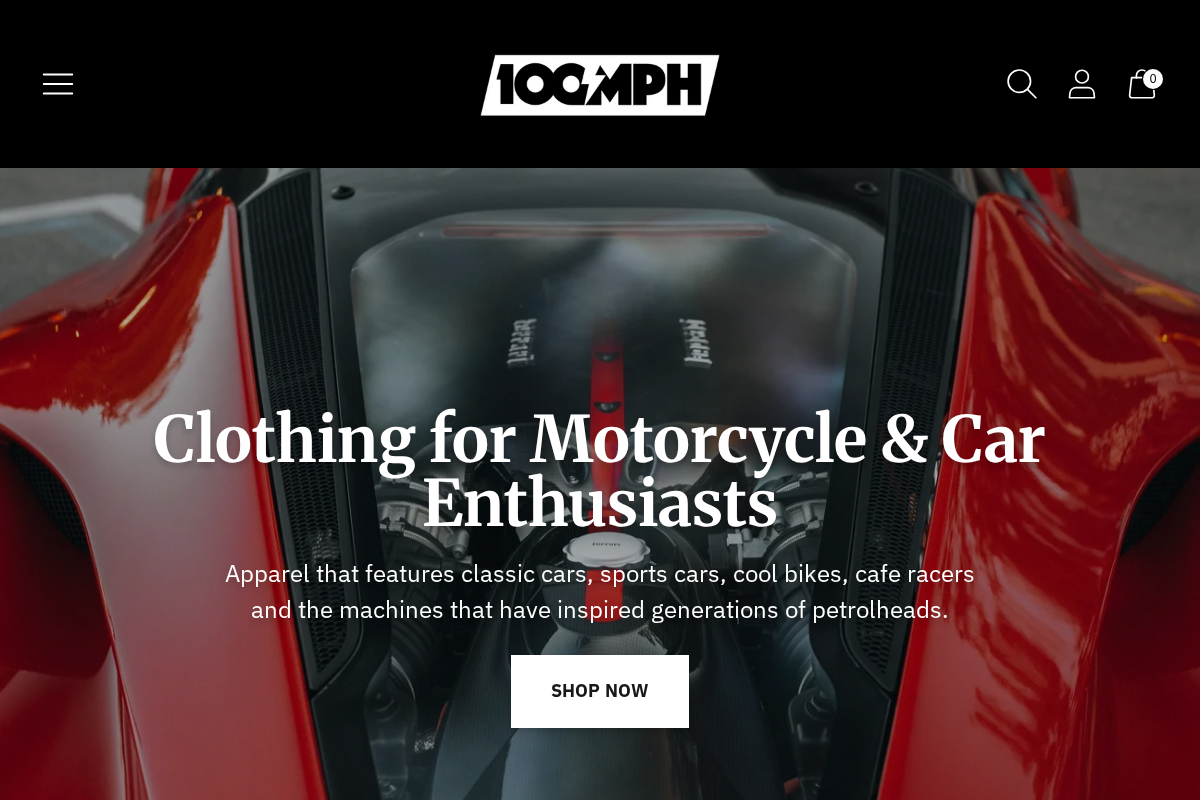 100 Miles Per Hour homepage screenshot