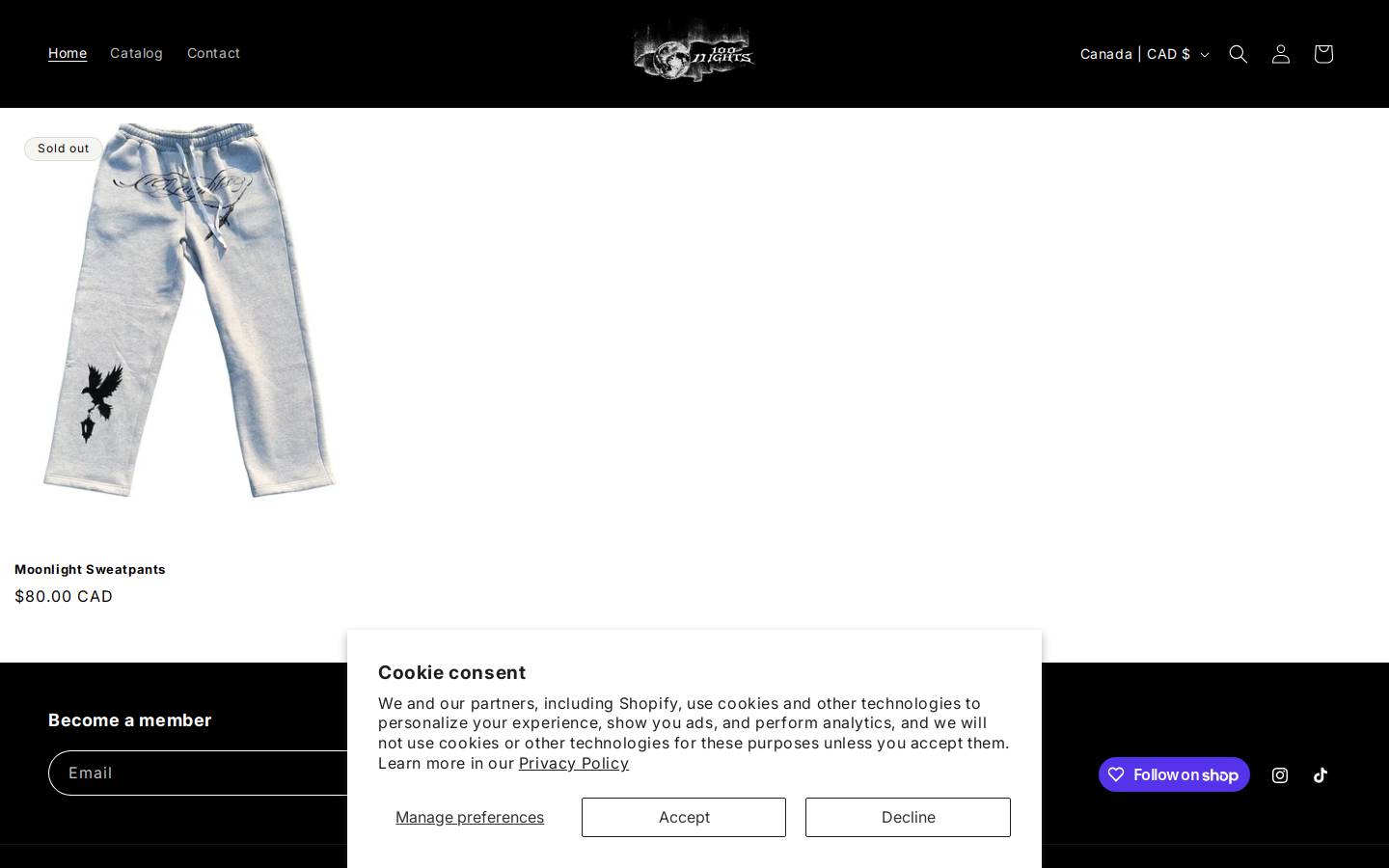 100nights.xyz homepage screenshot