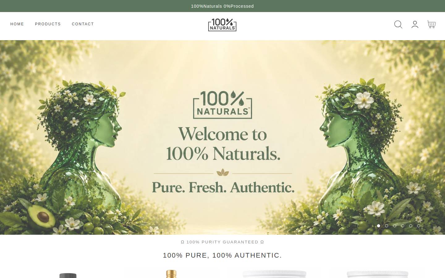 100percentnaturals.co homepage screenshot