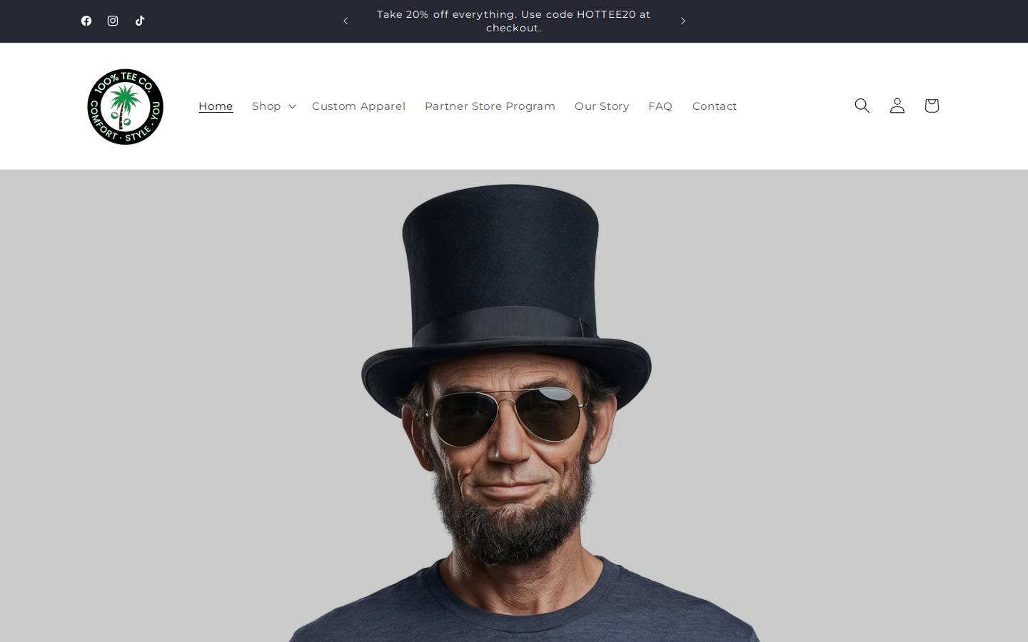 100percenttee.com homepage screenshot