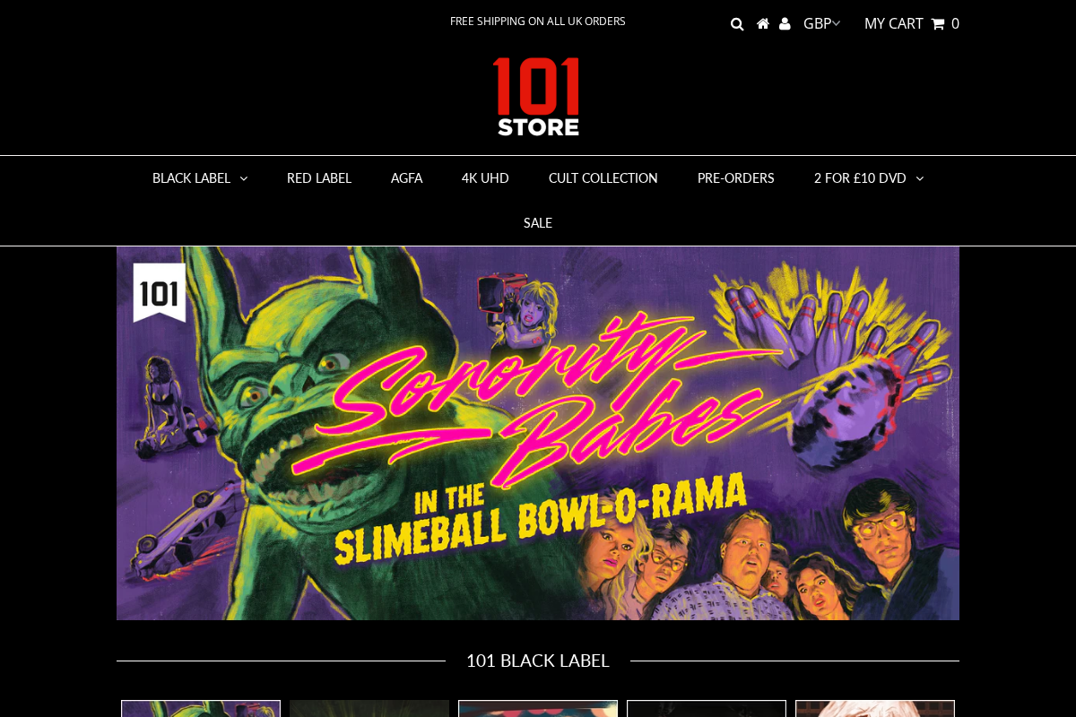 101 Films Store homepage screenshot