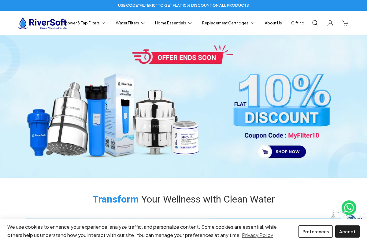 RiverSoft Shower & Tap filters homepage screenshot