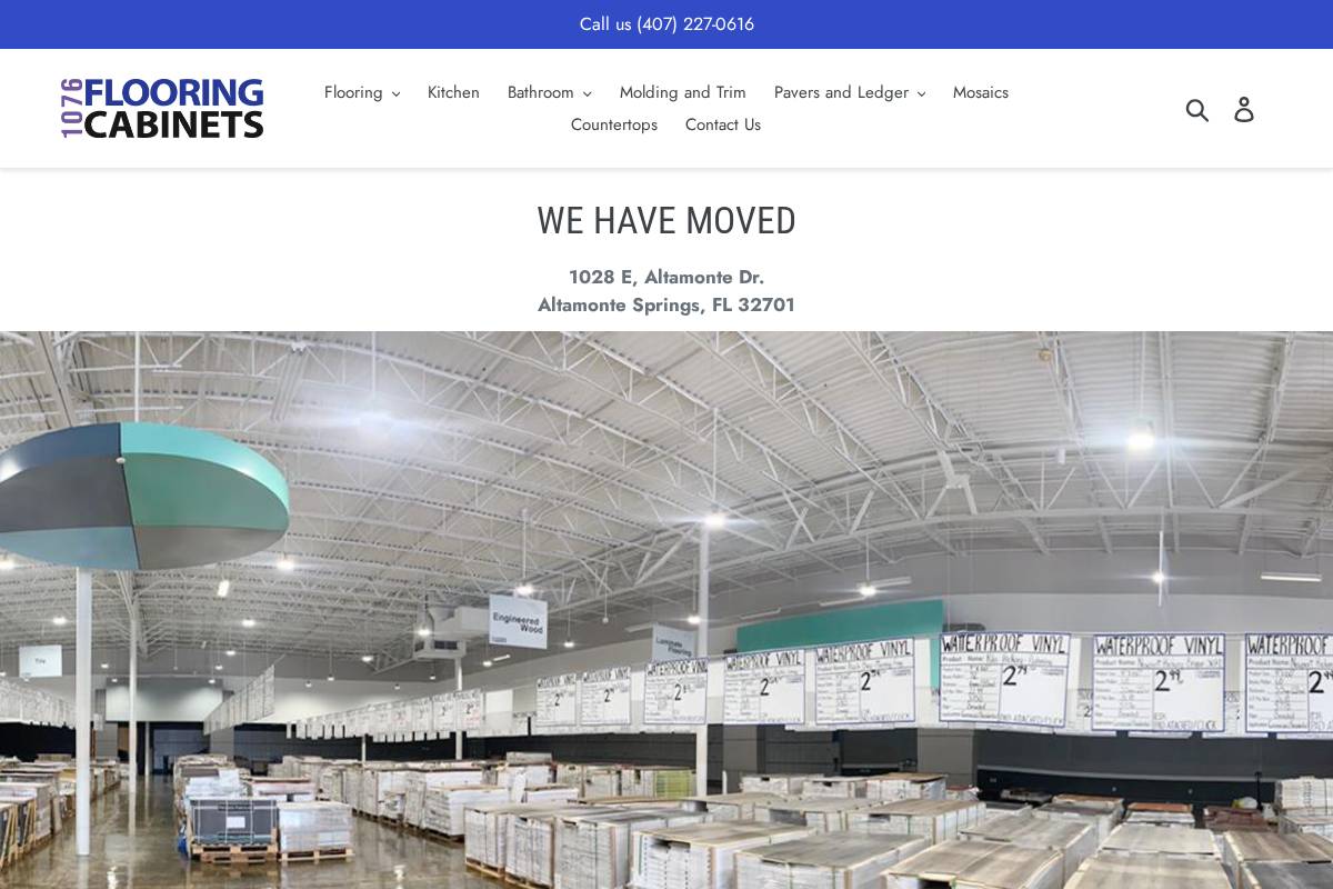 1076flooringcabinets.com homepage screenshot