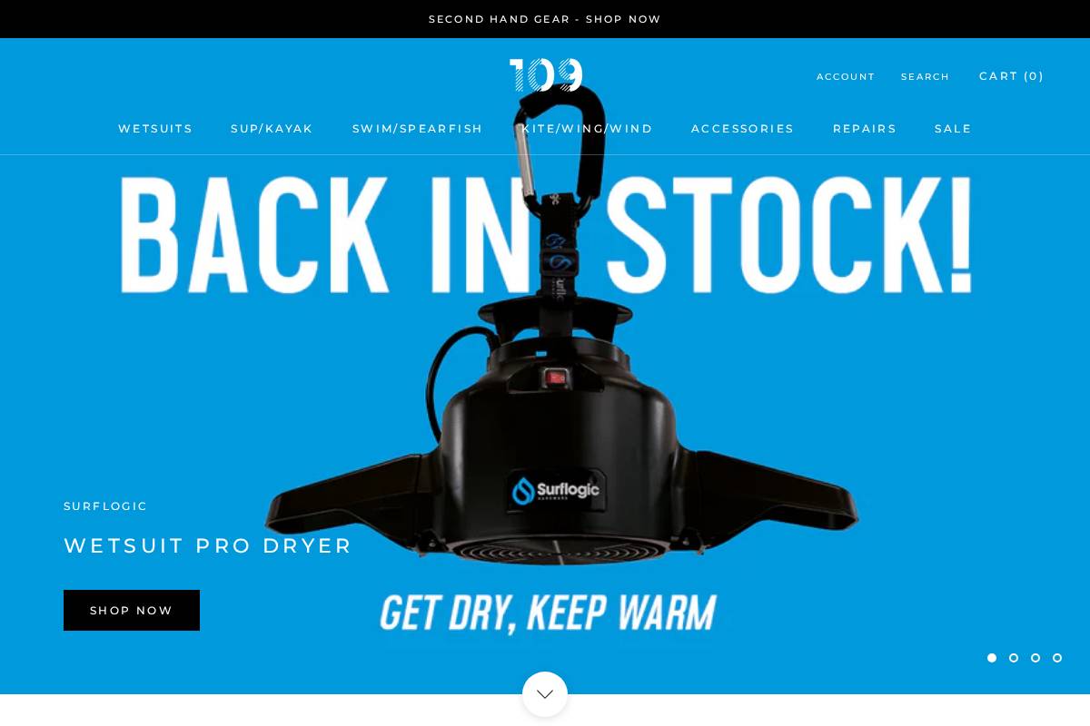 109watersports homepage screenshot