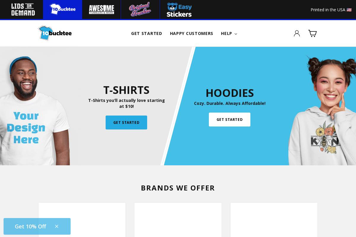 10bucktee.com homepage screenshot