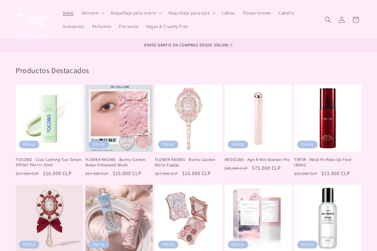 10months Store homepage screenshot