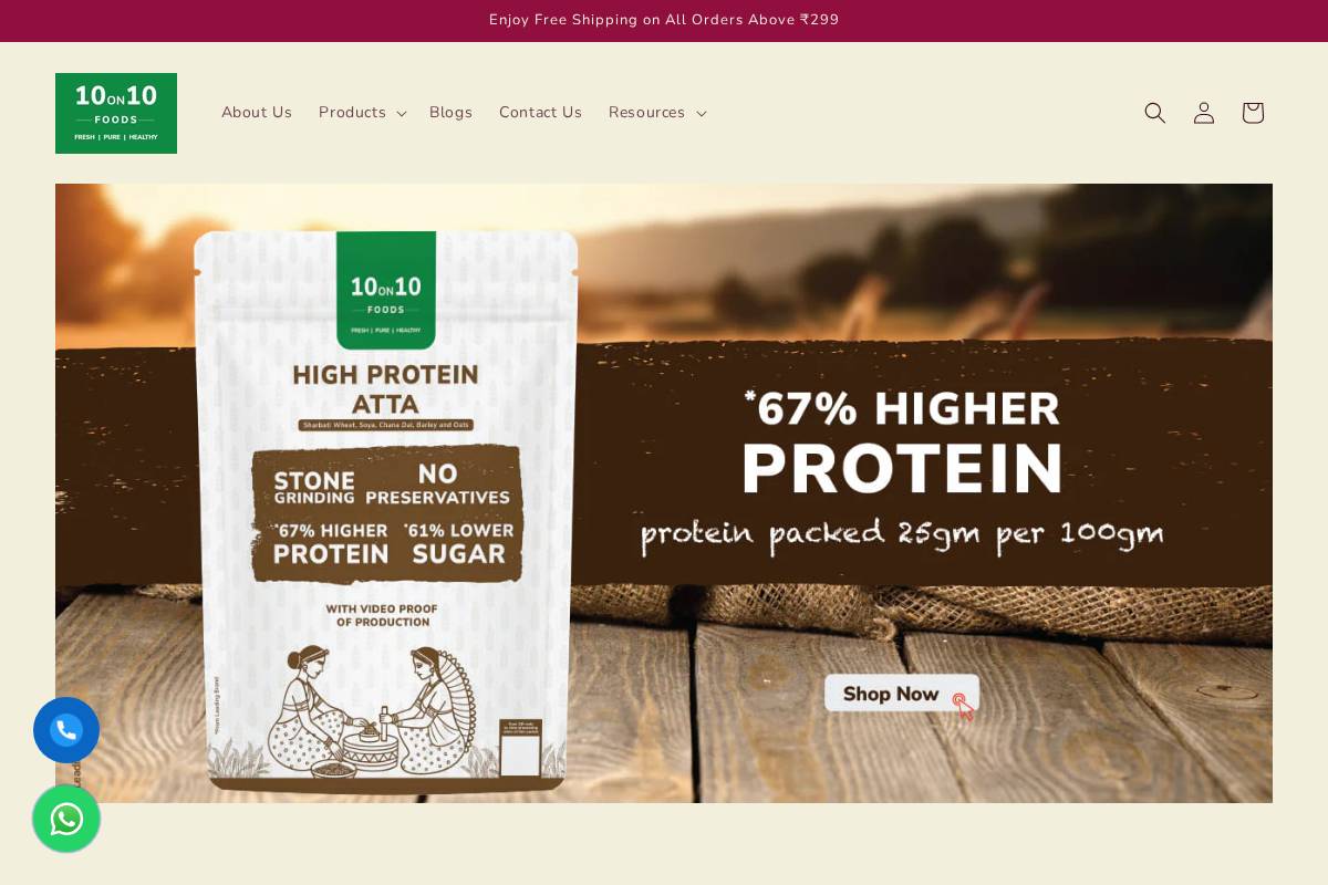 10on10foods.com homepage screenshot