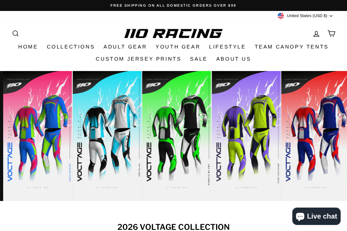 110racing.com homepage screenshot