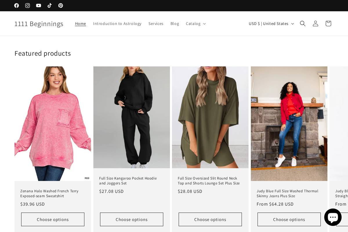 1111beginnings.com homepage screenshot
