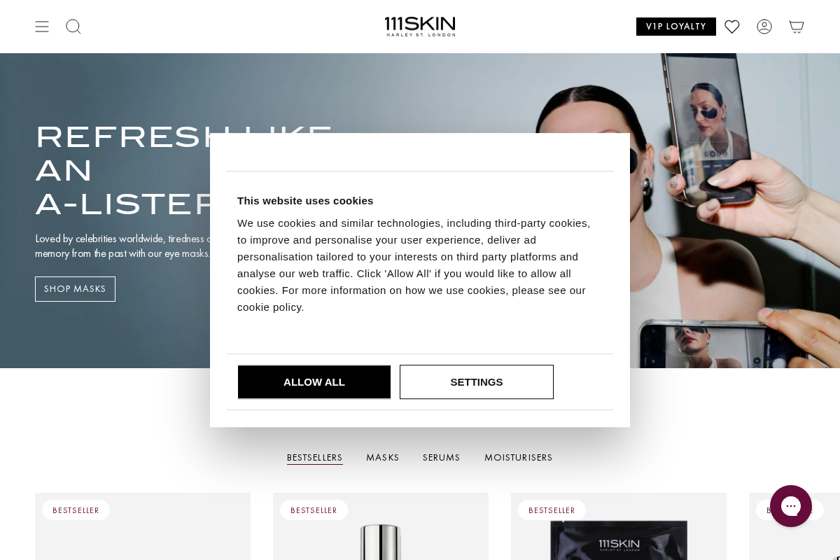 111SKIN homepage screenshot