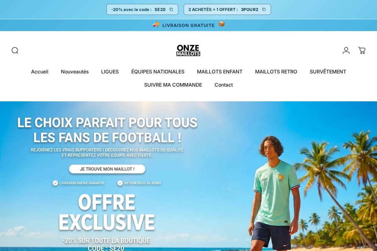 11maillots homepage screenshot