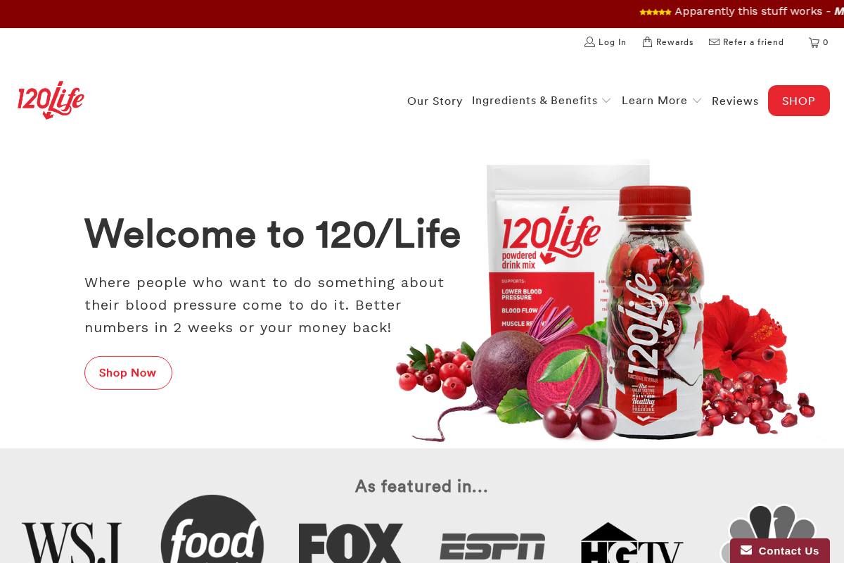 120/Life® homepage screenshot
