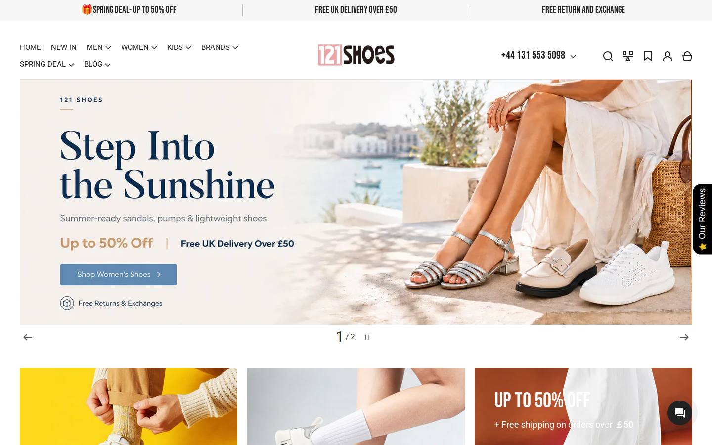 121Shoes homepage screenshot