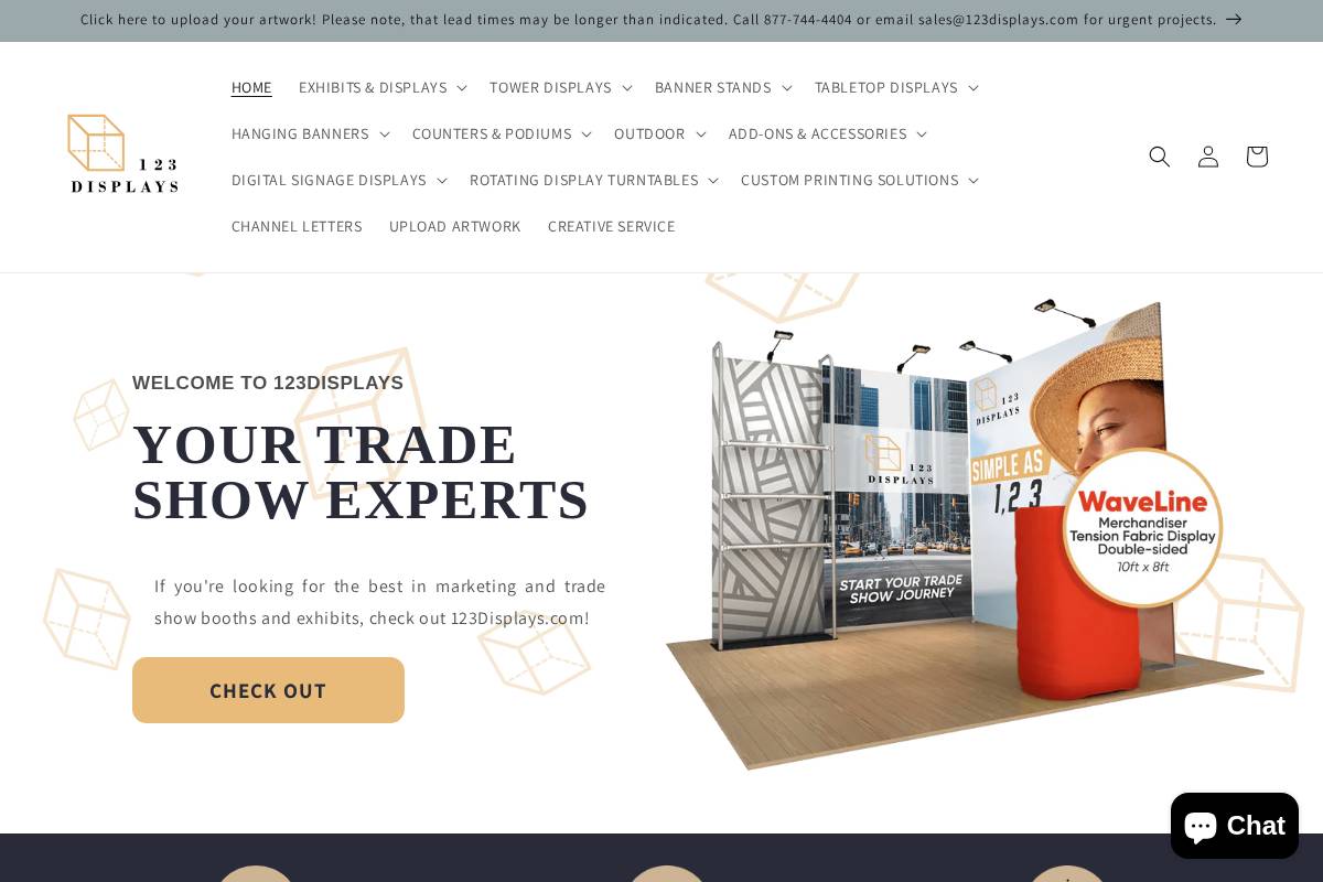 123displays homepage screenshot