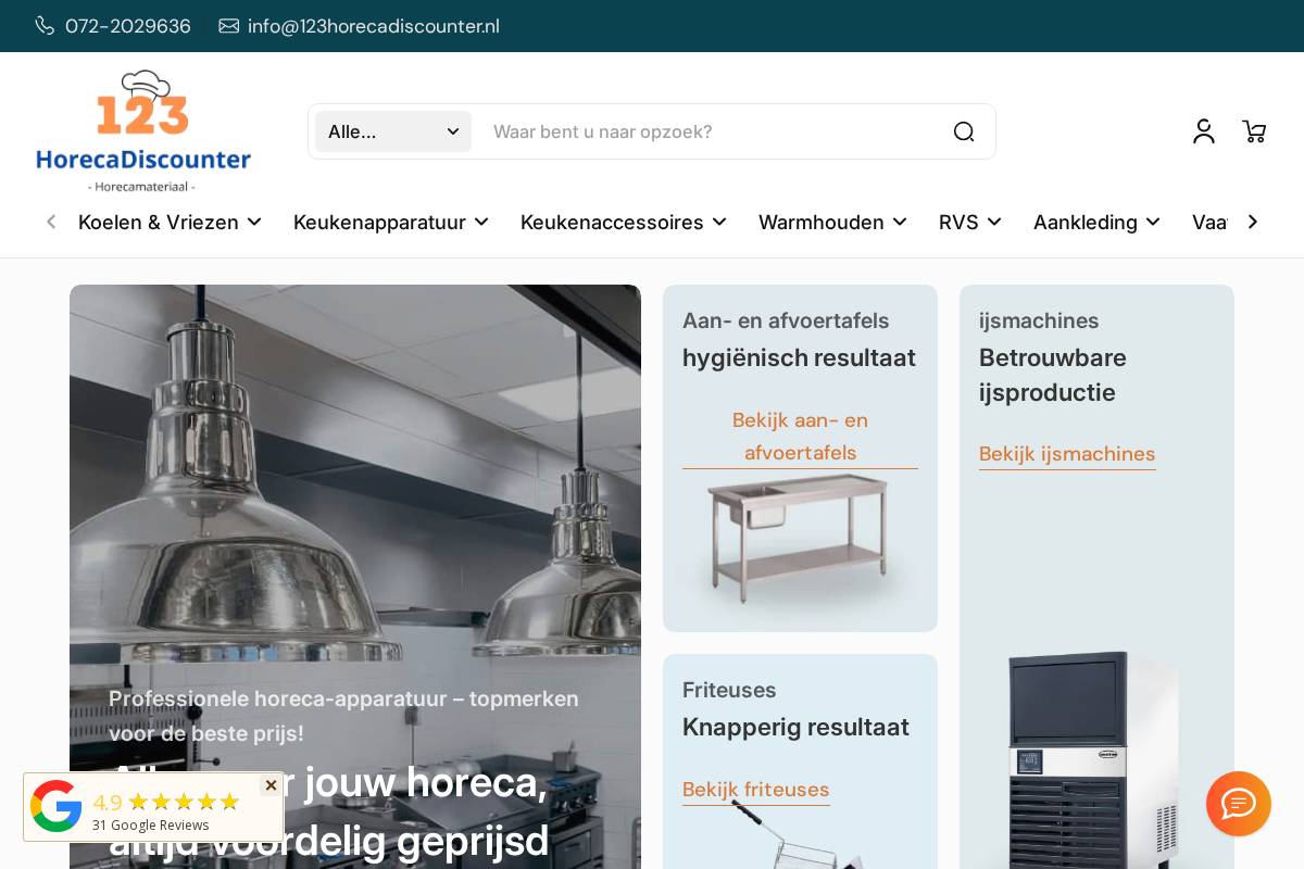 123horecadiscounter.nl homepage screenshot