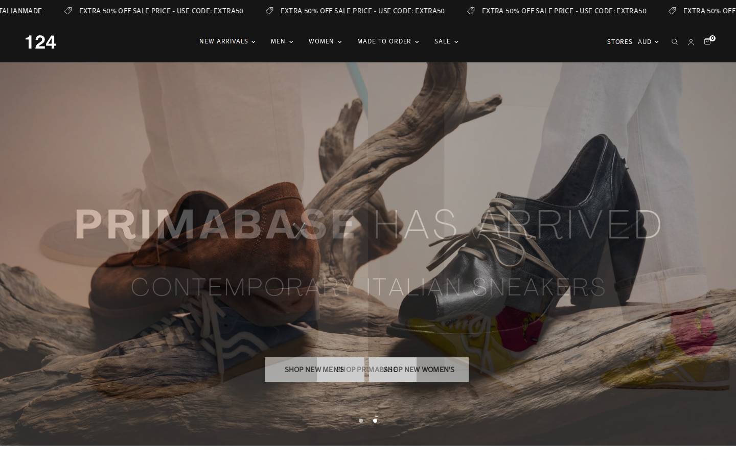 124shoes.com homepage screenshot