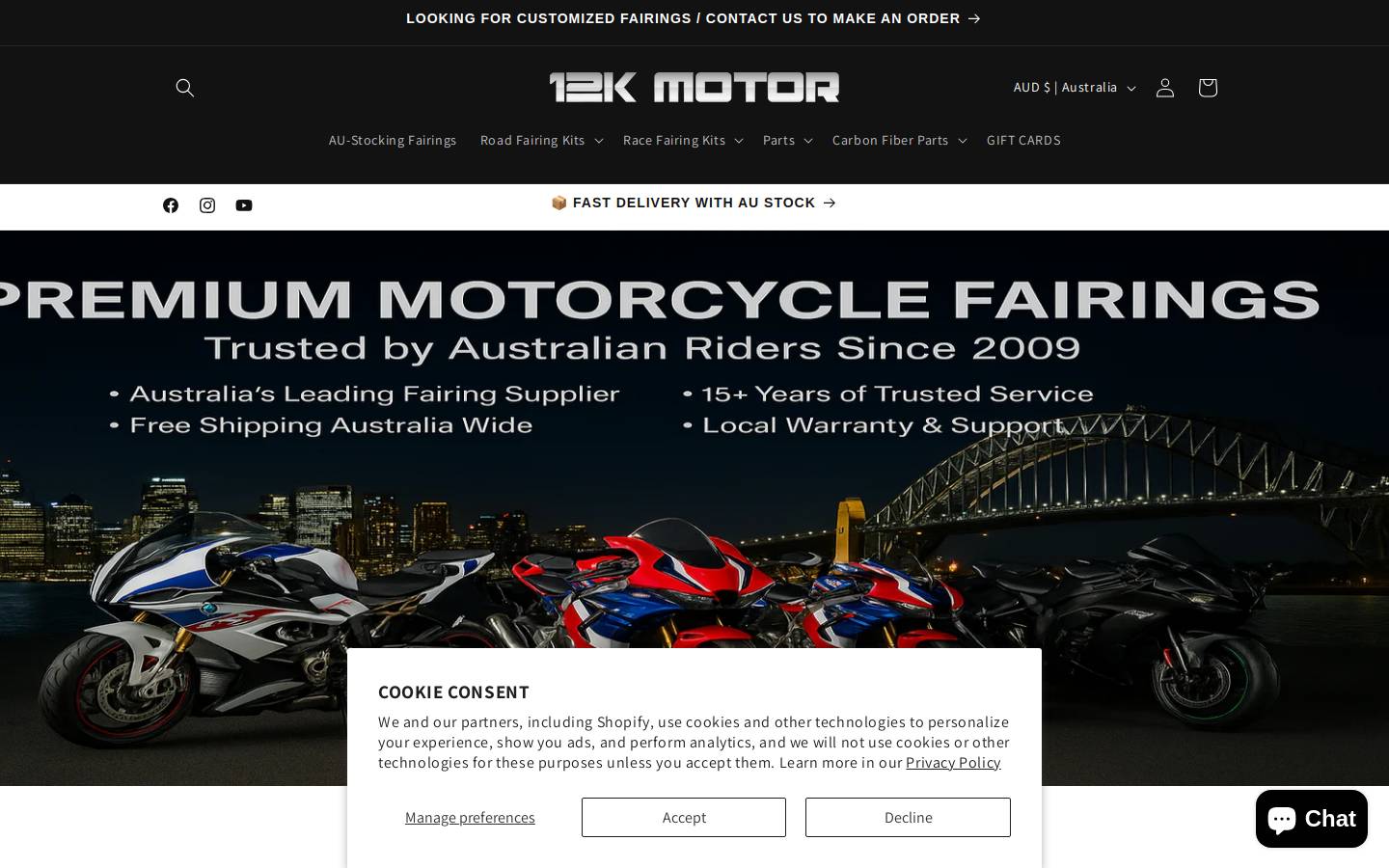 12kmoto.com.au homepage screenshot