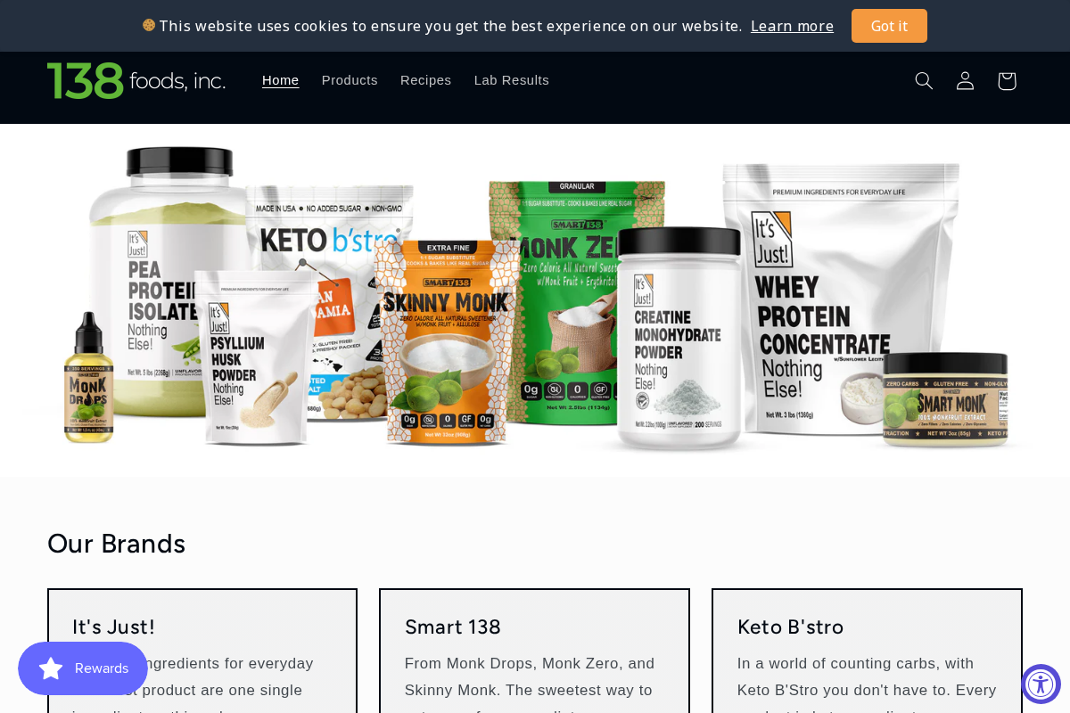 138 Foods, Inc. homepage screenshot