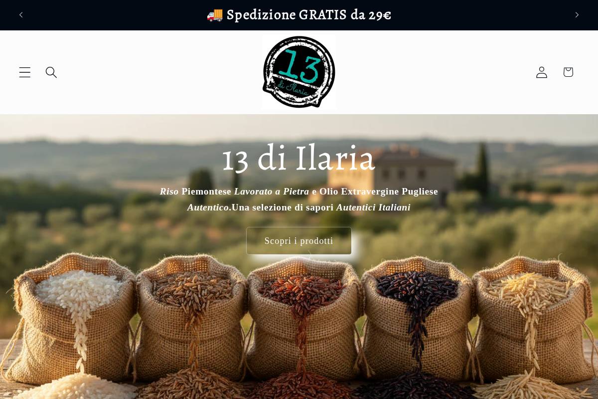 13ilaria.com homepage screenshot