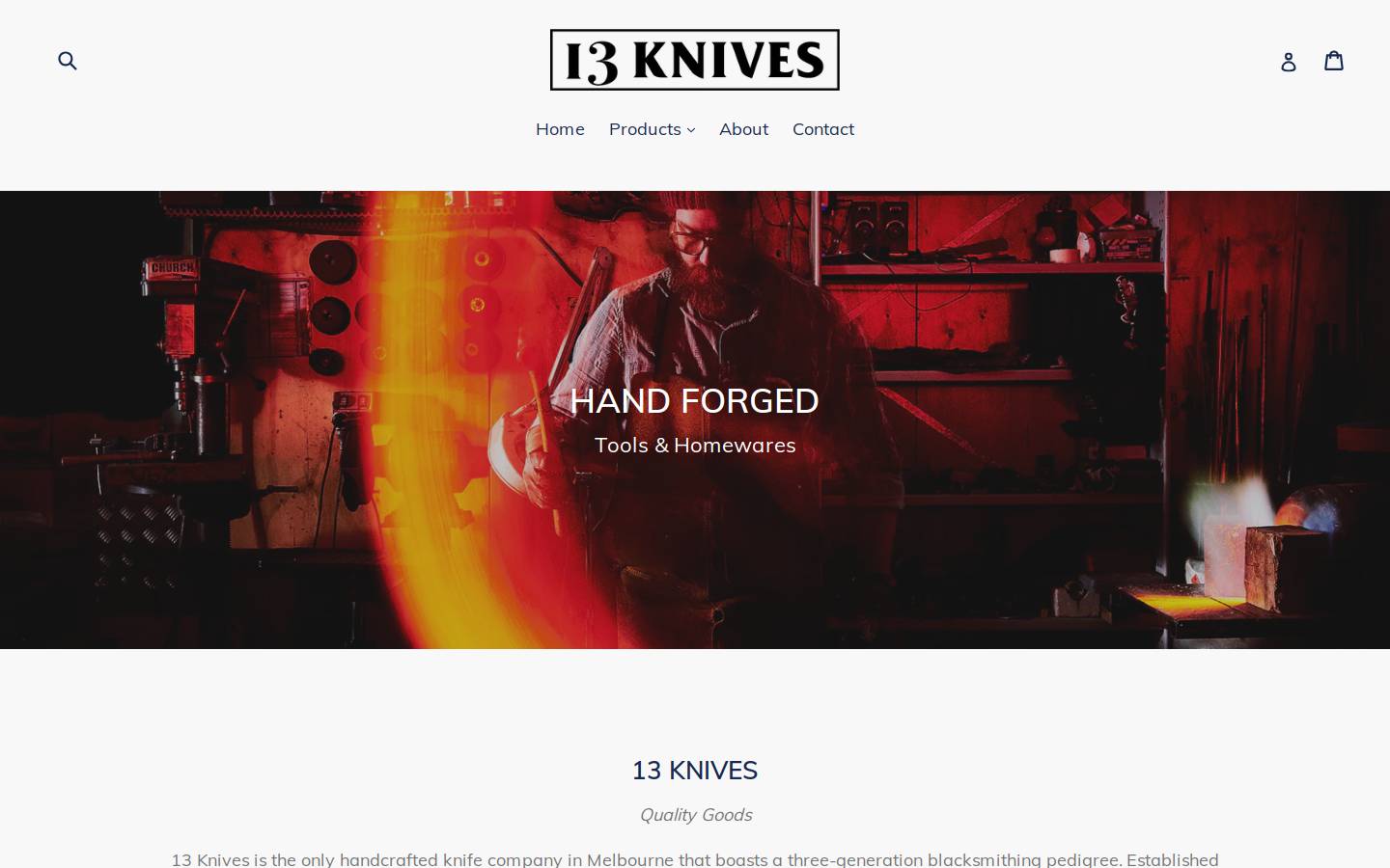 13knives.com.au homepage screenshot