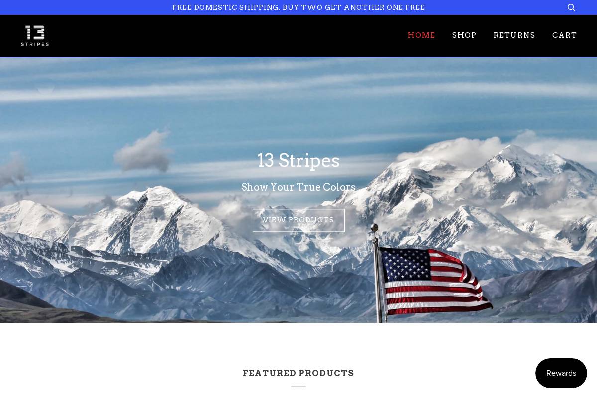 13stripes.co homepage screenshot