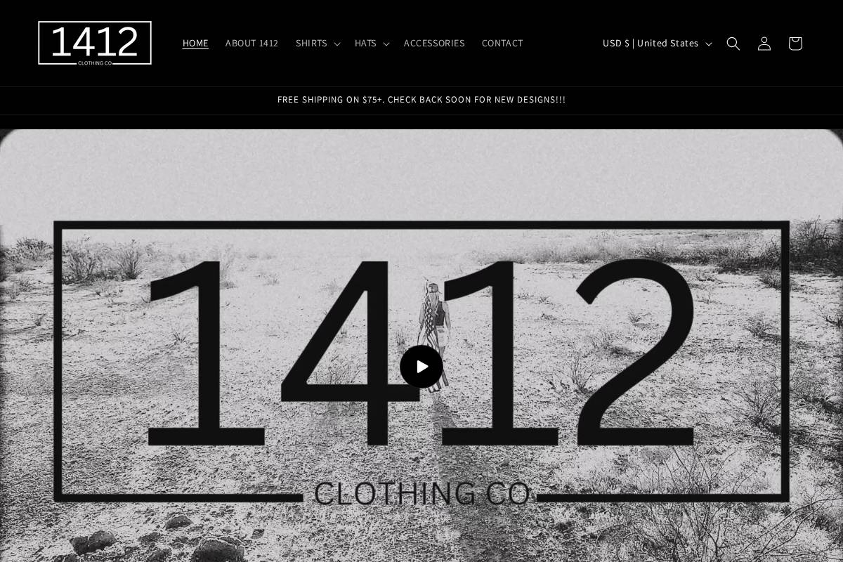 1412clothingco.com homepage screenshot