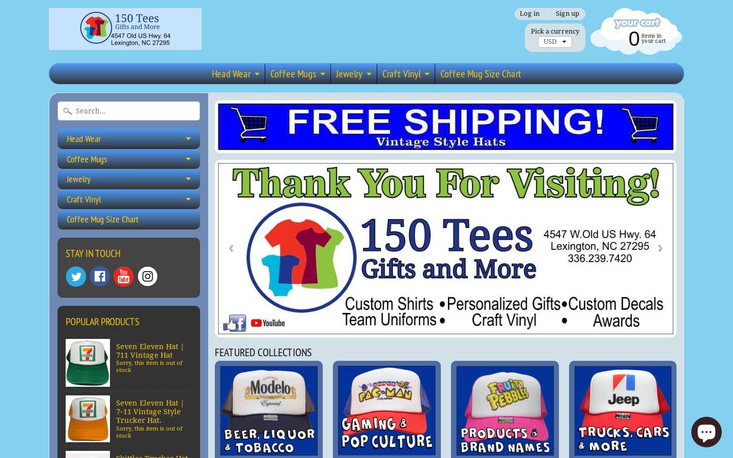 150tees.com homepage screenshot