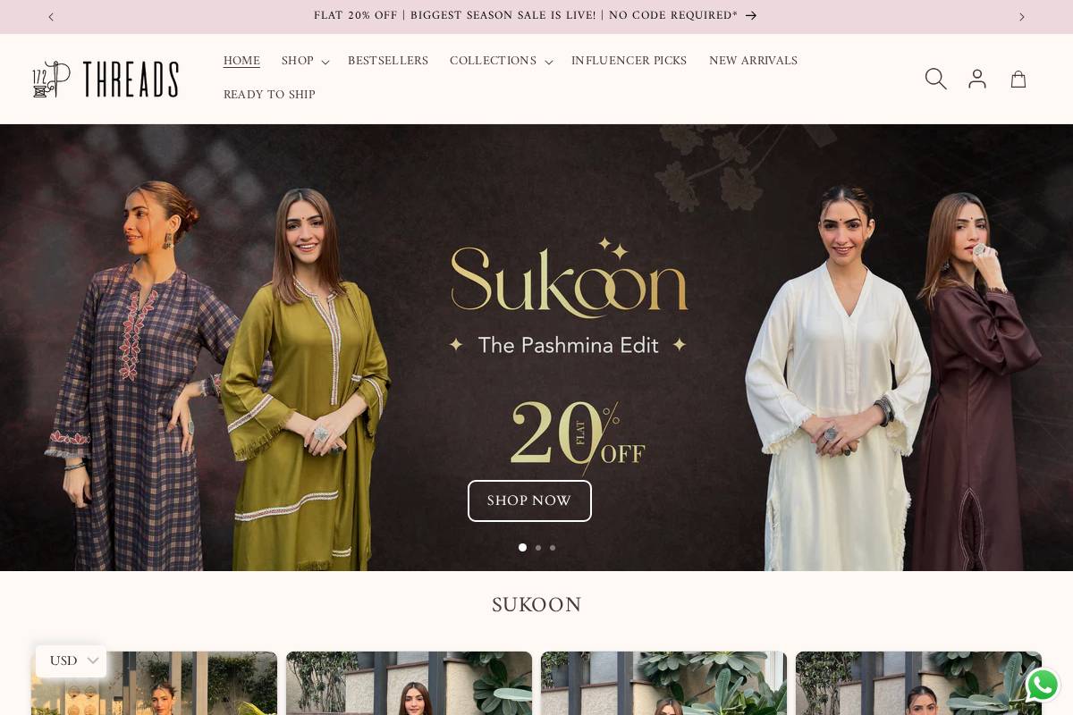 172threads.com homepage screenshot