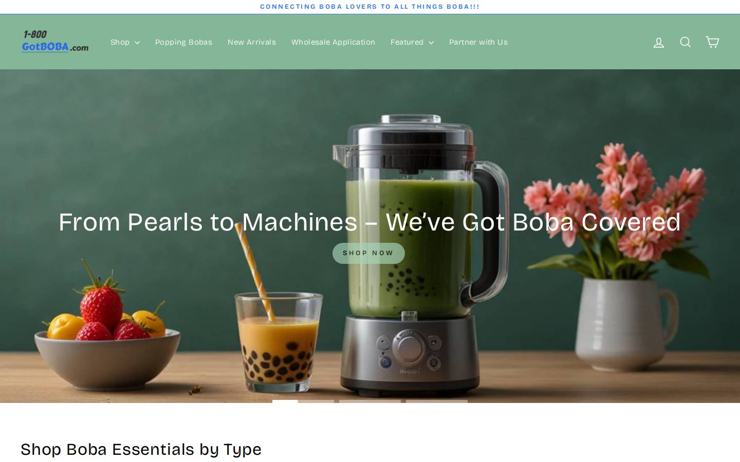 1800gotboba.com homepage screenshot